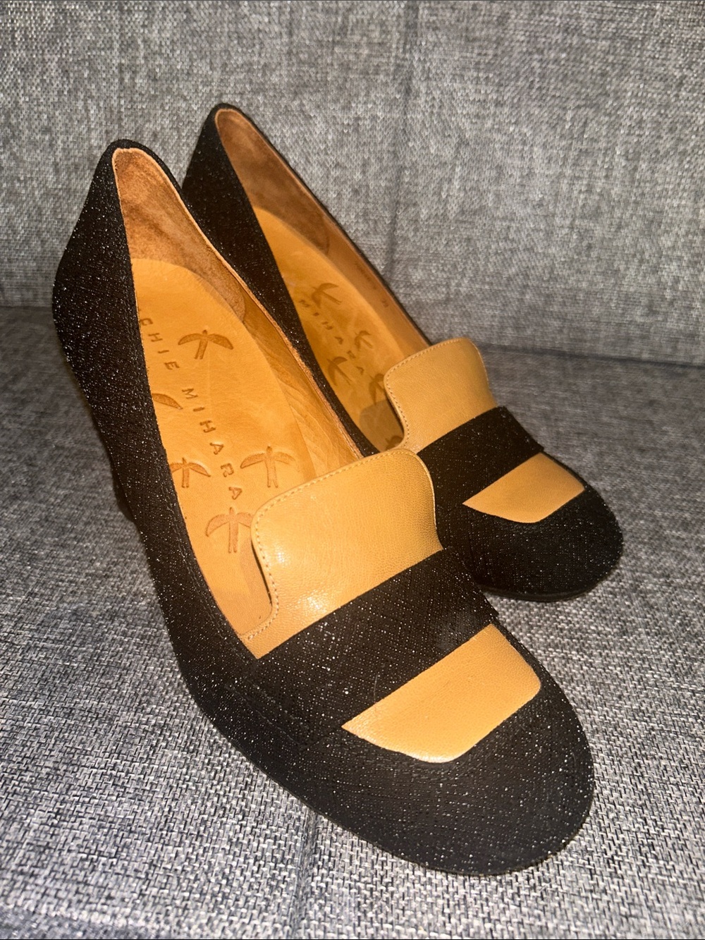 Chie Mihara Sar - Black and Tan Two-Tone Loafer Heels